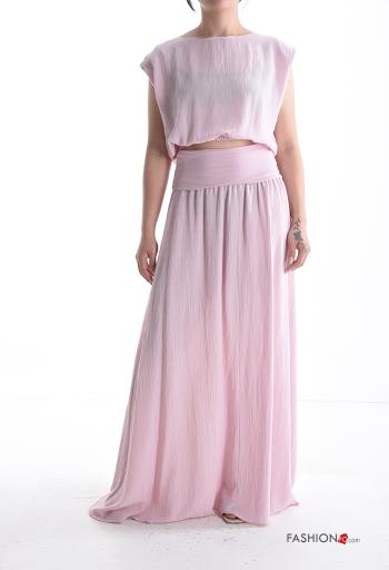 Coordinato in Cotone wide leg senza maniche girocollo con elastico