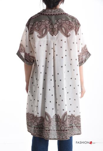 Camicia con colletto asimmetrico oversize maniche corte Fantasia paisley con bottoni - ph 2