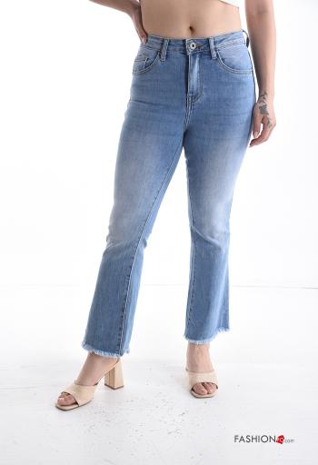 denim Cotton Jeans with buttons with zip with pockets