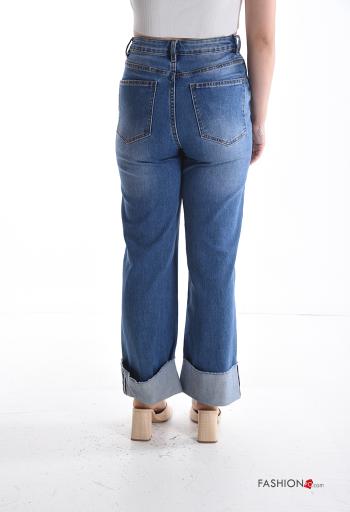 Jeans in Cotone denim con tasche con bottoni con zip - ph 2