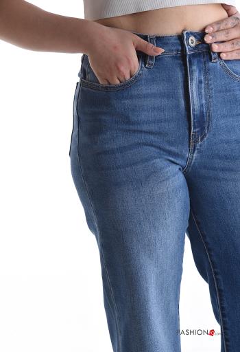 Jeans in Cotone denim con tasche con bottoni con zip - ph 4