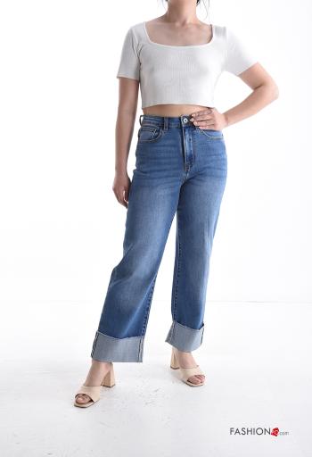 Jeans in Cotone denim con tasche con bottoni con zip - ph 5