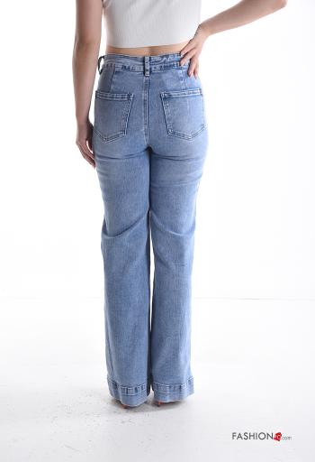 denim Cotton Jeans with buttons with zip with pockets - ph 2