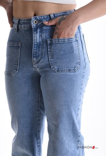 denim Cotton Jeans with buttons with zip with pockets - ph 4