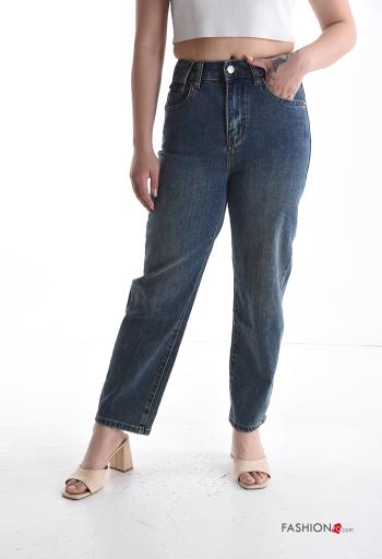 denim Cotton Jeans with buttons with zip with pockets - ph 1