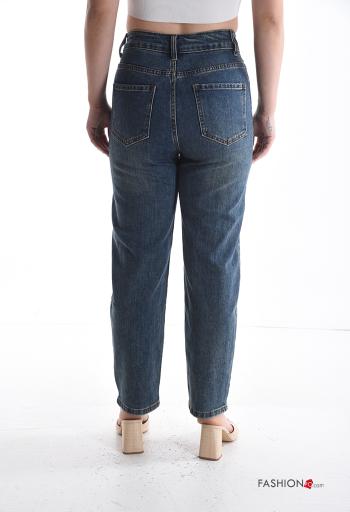 denim Cotton Jeans with buttons with zip with pockets - ph 2