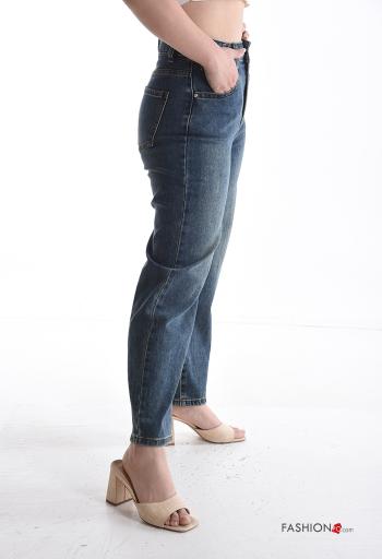 denim Cotton Jeans with buttons with zip with pockets - ph 3