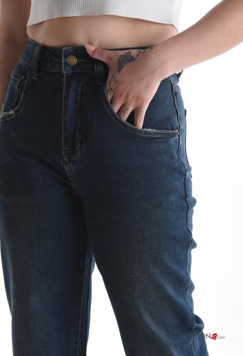 denim high waist Cotton Jeans with buttons with zip with pockets - ph 4