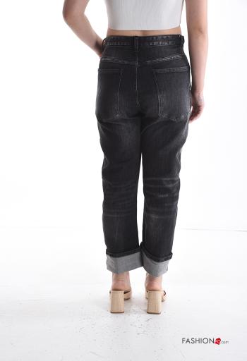 denim ripped Cotton Jeans with buttons with zip with pockets - ph 2