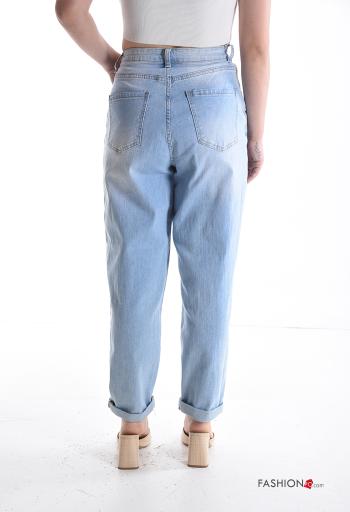 Jeans in Cotone denim con tasche con bottoni con zip - ph 2