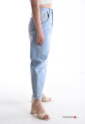 Jeans in Cotone denim con tasche con bottoni con zip - ph 3