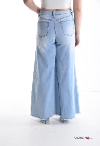 Jeans in Cotone denim wide leg con tasche con bottoni con zip - ph 2