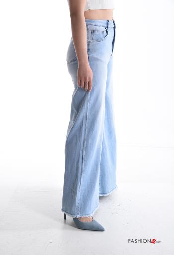 Jeans in Cotone denim wide leg con tasche con bottoni con zip - ph 3