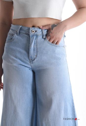 Jeans in Cotone denim wide leg con tasche con bottoni con zip - ph 4