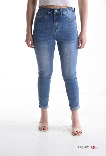denim skinny Cotton Jeans with buttons with zip with pockets - ph 1