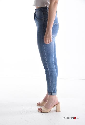 denim skinny Cotton Jeans with buttons with zip with pockets - ph 3