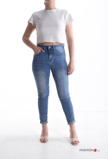 denim skinny Cotton Jeans with buttons with zip with pockets - ph 5