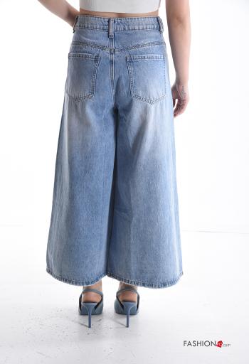 Jeans in Cotone denim wide leg con tasche con bottoni con zip - ph 2