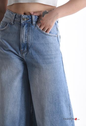 Jeans in Cotone denim wide leg con tasche con bottoni con zip - ph 4