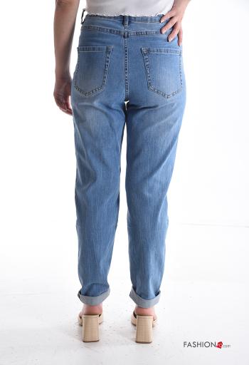 denim Cotton Jeans with buttons with zip with pockets - ph 2