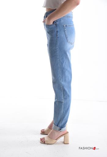 denim Cotton Jeans with buttons with zip with pockets - ph 3
