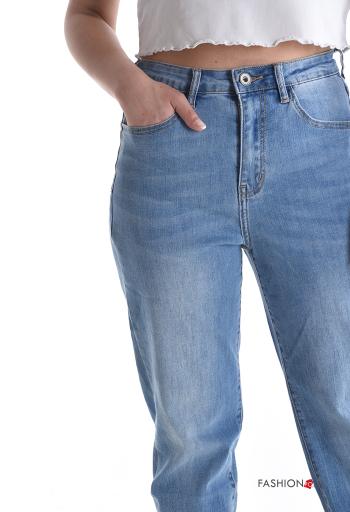 denim Cotton Jeans with buttons with zip with pockets - ph 4