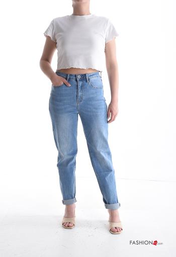 denim Cotton Jeans with buttons with zip with pockets - ph 5