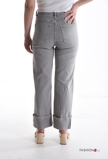 Jeans in Cotone denim con tasche con bottoni con zip - ph 2