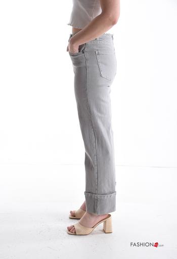 Jeans in Cotone denim con tasche con bottoni con zip - ph 3
