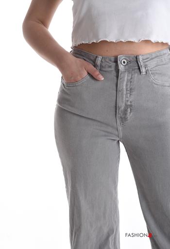 Jeans in Cotone denim con tasche con bottoni con zip - ph 4