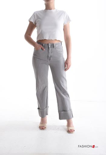 Jeans in Cotone denim con tasche con bottoni con zip - ph 5