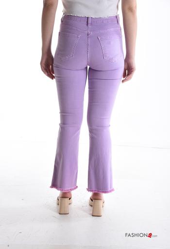 Pantalon en Coton skinny à boutons avec fermeture éclair avec poches - ph 2