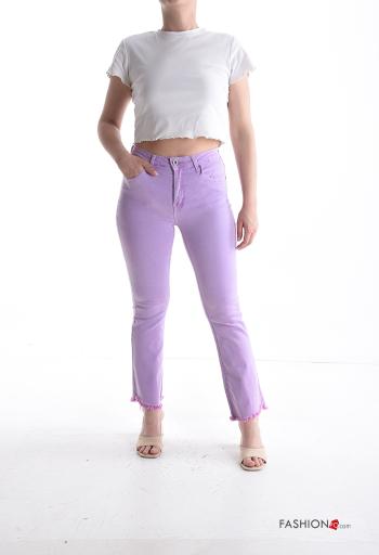Pantalon en Coton skinny à boutons avec fermeture éclair avec poches - ph 5