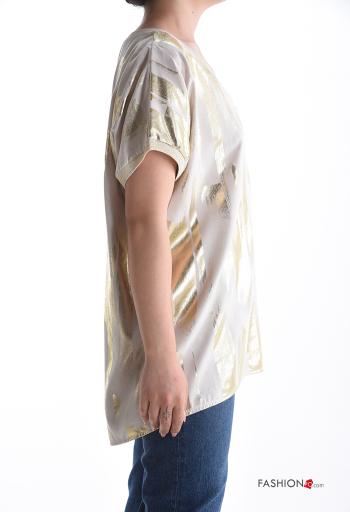 T-shirt metallizzato oversize maniche corte scollo a V - ph 3