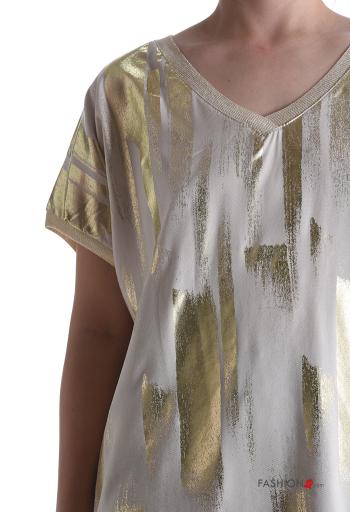 T-shirt metallizzato oversize maniche corte scollo a V - ph 4