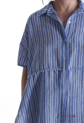Camisa de Algodón manga corta con cuello a rayas con botones - ph 4
