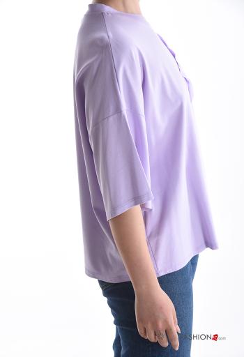 T-shirt girocollo con strass maniche a tre quarti - ph 3