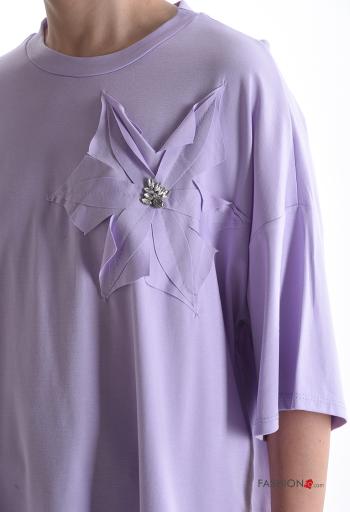 T-shirt girocollo con strass maniche a tre quarti - ph 4