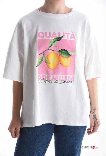 T-shirt in Cotone maniche corte girocollo Fantasia stampata