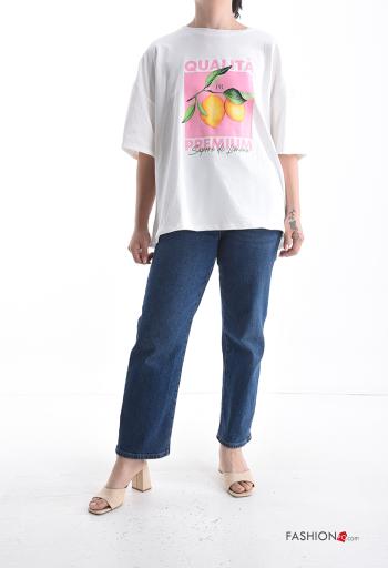 T-shirt in Cotone maniche corte girocollo Fantasia stampata - ph 5