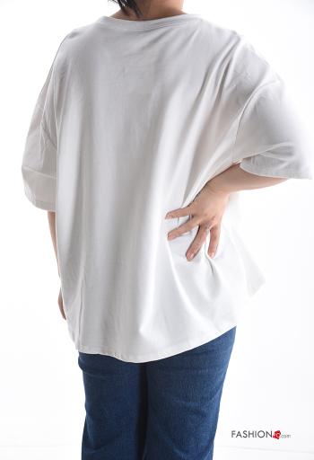 Patterned short sleeve crew neck Cotton T-shirt - ph 2