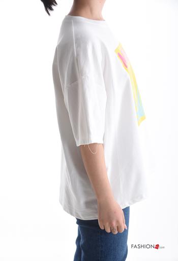 Patterned short sleeve crew neck Cotton T-shirt - ph 3