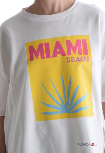 Patterned short sleeve crew neck Cotton T-shirt - ph 4