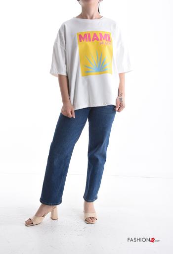 Patterned short sleeve crew neck Cotton T-shirt - ph 5