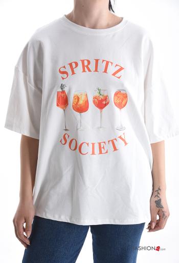 T-shirt in Cotone maniche corte girocollo Fantasia stampata