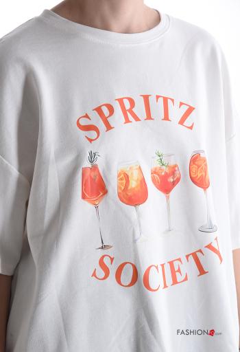 T-shirt in Cotone maniche corte girocollo Fantasia stampata - ph 4