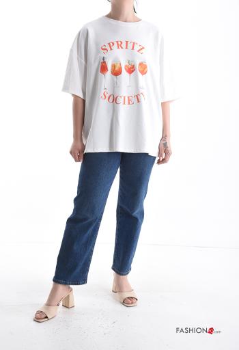 T-shirt in Cotone maniche corte girocollo Fantasia stampata - ph 5