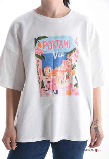 T-shirt in Cotone maniche corte girocollo Fantasia stampata - ph 1