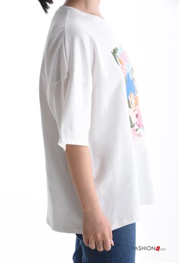 T-shirt in Cotone maniche corte girocollo Fantasia stampata - ph 3