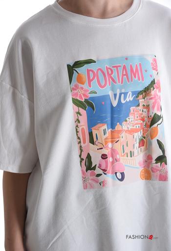 T-shirt in Cotone maniche corte girocollo Fantasia stampata - ph 4